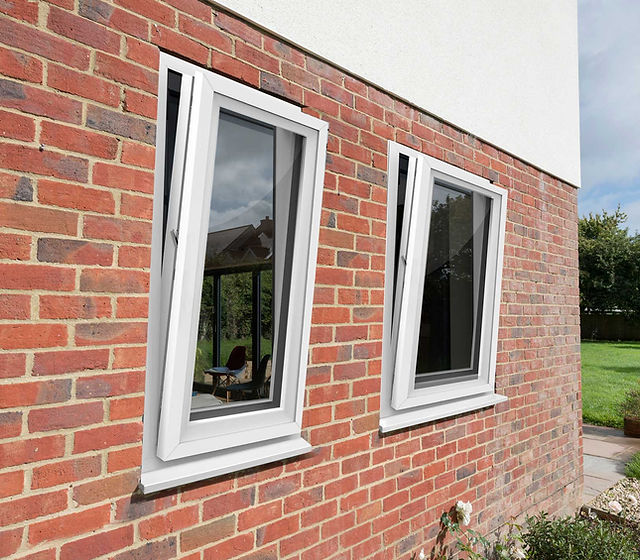 uPVC tilt and turn windows on facade