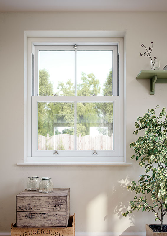 uPVC vertical sliding sash window installed